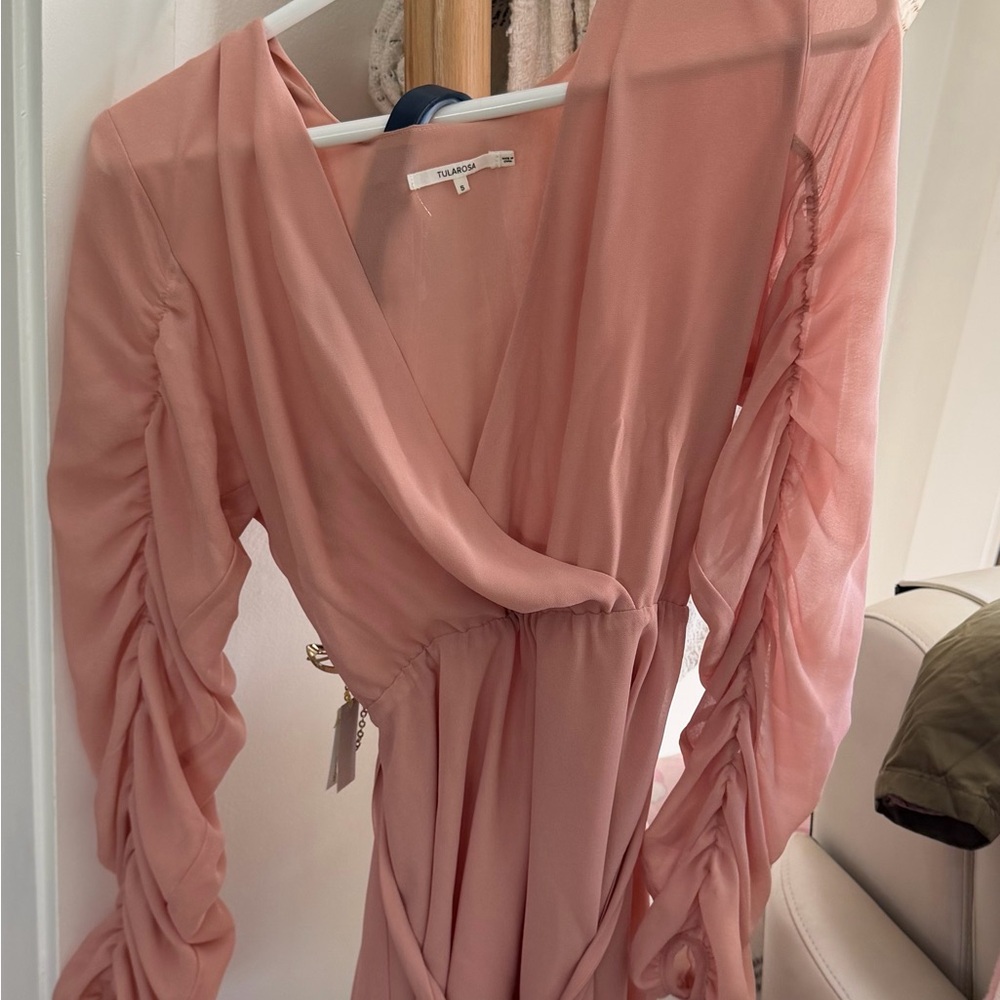 Tularosa Blush Pink Wrap Mini Dress - Picture 3 of 3